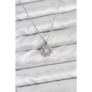 BFS Pirinç Gümüş Renk Çiçek Model Kadın Kolye