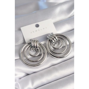 BFS Pirinç Gümüş Renk Halka Model Kadın Küpe