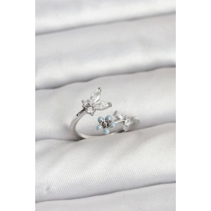 BFS Pirinç Gümüş Renk Kelebek Model Kadın Yüzük