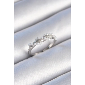 BFS Pirinç Gümüş Renk Sarmal İnci Model Kadın Yüzük