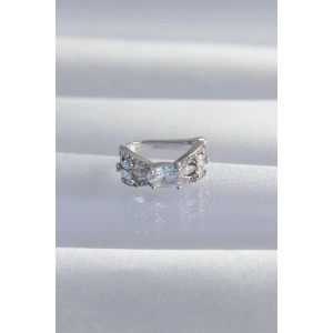 BFS Pirinç Gümüş Renk Zirkon Taş Kaplama Earcuff Küpe