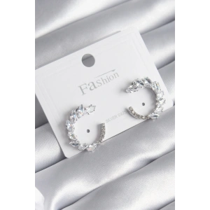 BFS Pirinç Gümüş Renk Zirkon Taşlı Kadın Küpe