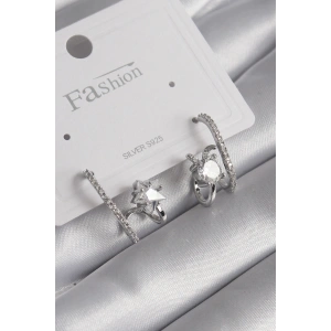 BFS Pirinç Gümüş Renk Zirkon Taşlı Kadın Küpe