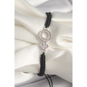 BFS Pirinç Gümüş Renk Zirkon Taşlı Mars Figür Asansörlü Makrome Model Kadın Bileklik