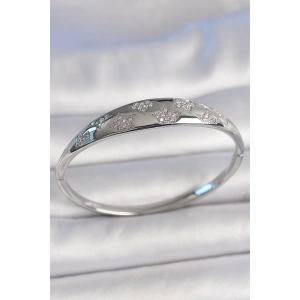 BFS Pirinç Gümüş Renk Zirkon Taşlı Yıldız İşlemeli Kadın Kelepçe