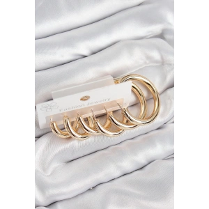 BFS Pirinç Halka Model Gold Renk Kadın Set Küpe