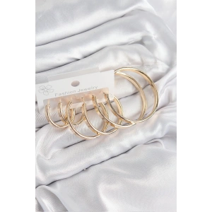 BFS Pirinç Halka Model Gold Renk Kadın Set Küpe