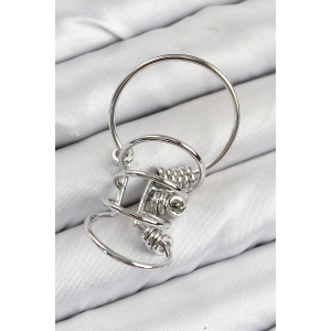 BFS Pirinç Halkalı Model Gümüş Renk Kıkırdak Küpe