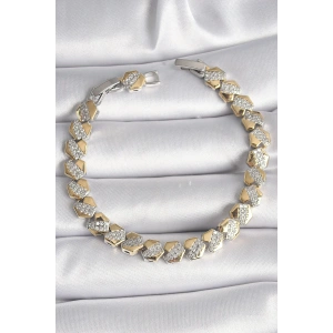 BFS Pirinç Mix Renk Kalp Model Zirkon Taşlı VIP Seri Kadın Bileklik