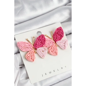 BFS Pirinç Pembe Kelebek Model Gold Renk Kadın Hasır Küpe