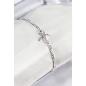 BFS Pirinç Zirkon Taşlı Deniz Yıldızı Model Gümüş Renk Kadın Bileklik