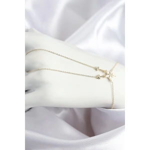 BFS Pirinç Zirkon Taşlı Yıldız Model Gold Renk Şahmeran