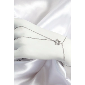 BFS Pirinç Zirkon Taşlı Yıldız Model Gümüş Renk Kadın Şahmeran