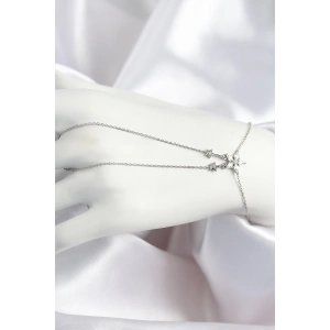 BFS Pirinç Zirkon Taşlı Yıldız Model Gümüş Renk Şahmeran