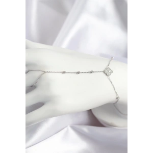 BFS Pirinç Zirkon Taşlı Yonca Model Gümüş Renk Şahmeran