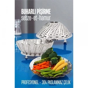 BFS  Sebze Pişirme Sepeti - Buharda Pişirme Haşlama Aparatı Paslanmaz Çelik