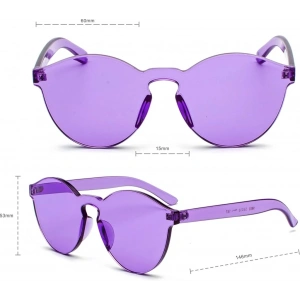 BFS  Sert Mika Oval Şekilli Çerçevesiz Mor Gözlük Retro Parti 5x14 cm