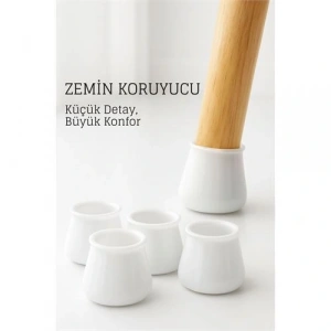 BFS Silikonlu Sandalye Ayak Koruyucu – Sessiz ve Çiziksiz Kullanım, 4’lü Set BEYAZ