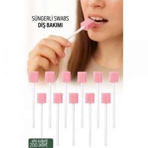 BFS  Süngerli Swab - Ağız ve Diş Bakım Çubuğu - 200 Adet Aile Paketi