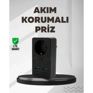 BFS Tip Akım Koruma Prizi 10A 2500W USB Type C Destekli