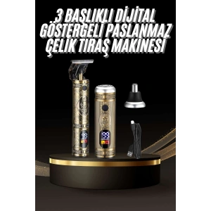 BFS Tıraş Makinesi Pro 3 Başlıklı Dijital Göstergeli Saç Sakal Kulak ve Burun