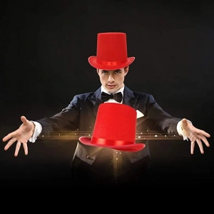 BFS   YetişkinlerİçinKırmızıRenkRingmasterSihirbazŞapkasıFötrŞapka15cm