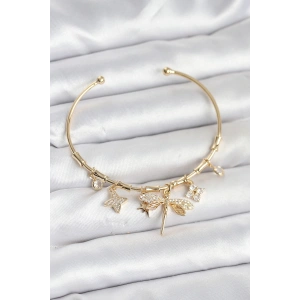 BFS Yusufçuk Charmlı Gold Renk Pirinç Kadın Bileklik