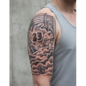 Bulutlar Melek Kanatları Geçici Dövme Şablonu Büyük Boy