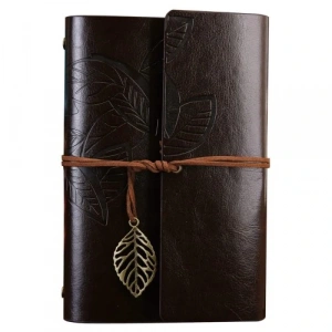 Büyük Yaprak Desenli Deri Defter