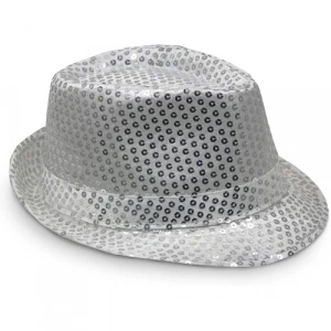 Disko Star Gümüş Payetli Fötr Şapka Yetişkin Boy