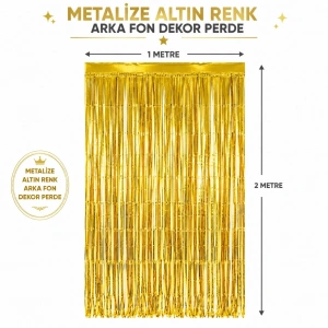 Gold Metalize Parti Perdesi 100x200 Cm – Kapı Ve Arka Fon Perdesi
