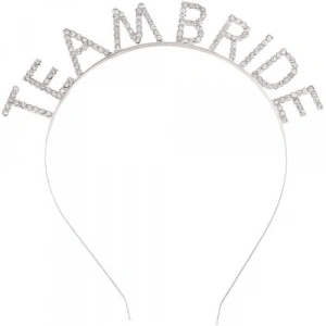 Gümüş Kaplama Kristal Taşlı Team Bride Taç 16x17 cm