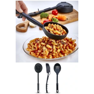 Isıya Dayanıklı 3 İn 1 Servis Kepçesi - Kepçe Kevgir Kaşık 3&#39;ü Bir Arada Servis Seti