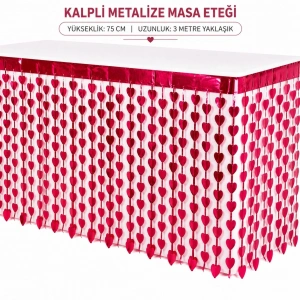 Kalpli Metalize Masa Eteği Kırmızı 75x300 Cm