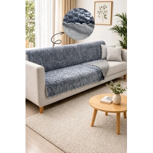 Kaymaz Tabanlı Kabartmalı Peluş Çok Amaçlı Örtü