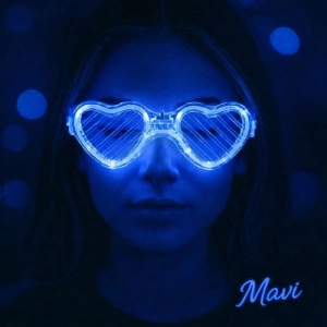 Mavi LED Işıklı Kalp Gözlük – 3 Modlu Parti & Glow Gözlüğü