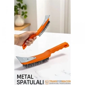 Metal Spatulalı Tel Fırça  - Kazıma Fırçası