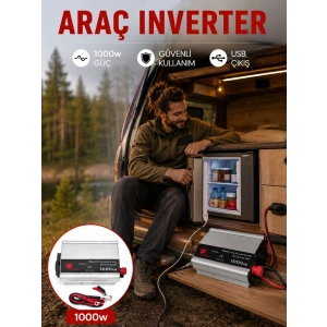 Mey İthalat® 1000 Watt Oto İnvertör Elektrik Dönüştürücü Ev Tipi Priz