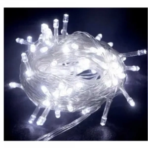Mey İthalat® 10m 100 Led Boncuk Lamba Beyaz Işık Şeffaf Kablo