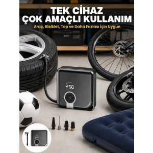 Mey İthalat® 150 PSI Yüksek Basınç Kapasiteli Kablosuz Lastik Pompası Yeni Nesil