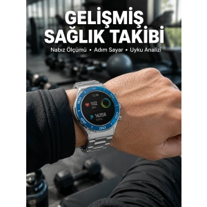 Mey İthalat® 2025 Model Yuvarlak Ekran Android ve İOS Uyumlu GPS Takibi Yapabilen Akıllı Saat Yeni Nesil
