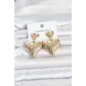 Mey İthalat® 316L Çelik Gold Renk Kalp Model Kadın Küpe