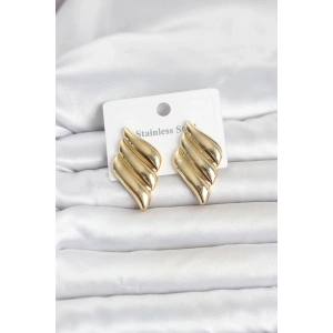 Mey İthalat® 316L Çelik Gold Renk Motif Model Kadın Küpe