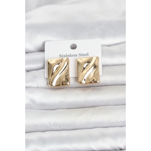 Mey İthalat® 316L Çelik Gold Renk Plaka Model Kadın Küpe