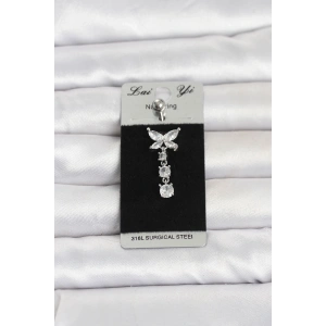 Mey İthalat® 316L Cerrahi Çelik Sallantılı Kelebek Model Göbek Piercing