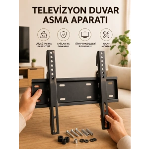 Mey İthalat® 32-55 İnç Uyumlu 40 Kg Taşıma Kapatiseli Televizyon Duvar Asma Aparatı