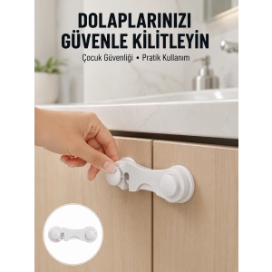 Mey İthalat® 4 Adet Bebek Güvenlik Dolap Kilidi Çift Taraflı Bantlı Kolay Montajlı Emniyet Seti Yeni Nesil