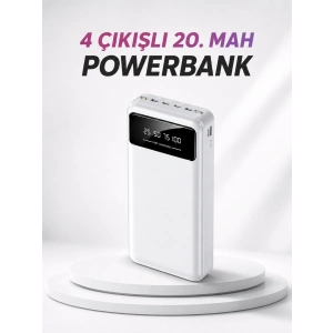 Mey İthalat® 4 Çıkışlı 20.000 MAH Powerbank Taşınabilir Çoklu Giriş