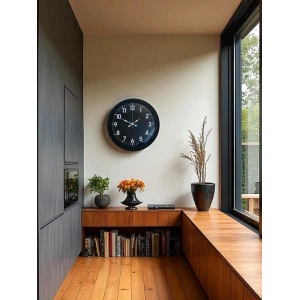 Mey İthalat® 40 cm Siyah Metal Siyah Kadran Duvar Saati