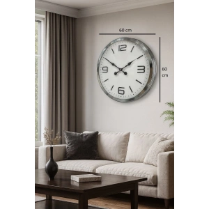 Mey İthalat® 60 cm Krom Metal Dizayn Duvar Saati